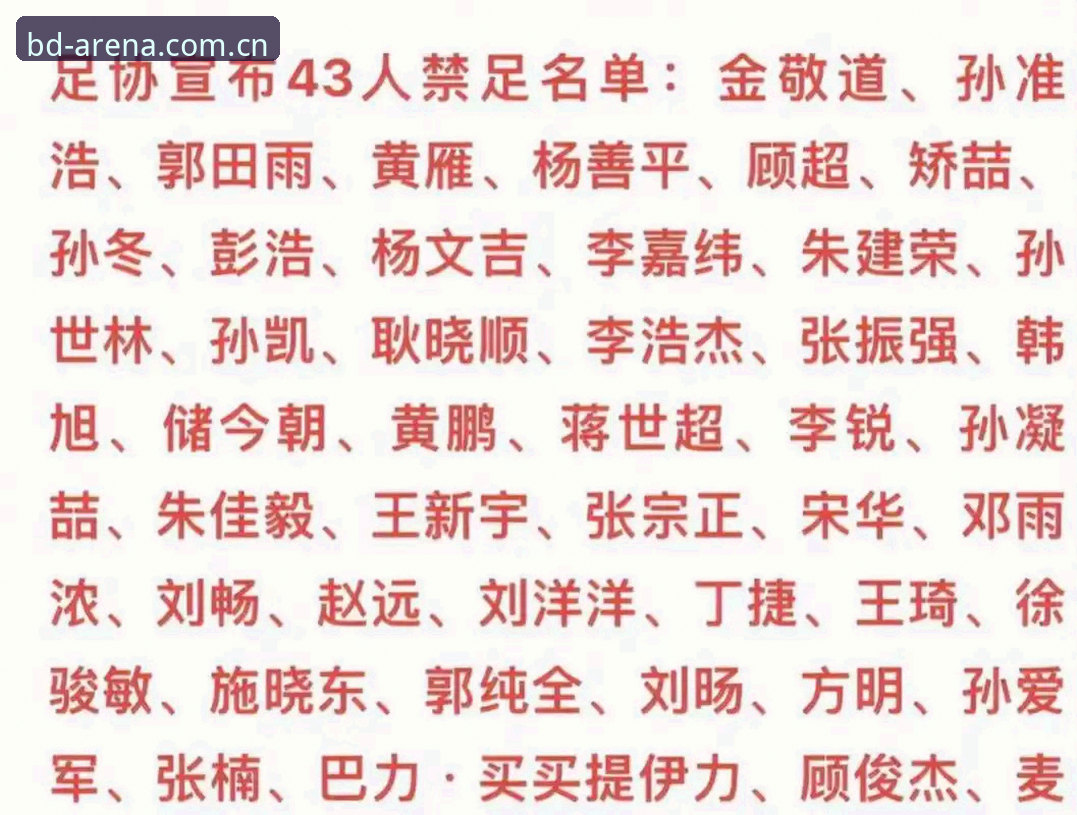 半岛体育更新 中国足协第三批禁足名单深度解析:行业净化背后的数据与趋势